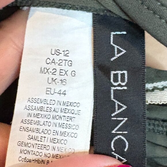 La Blanca Island Goddess Shirred Convertible Tankini Top Forest Green - Picture 3 of 5